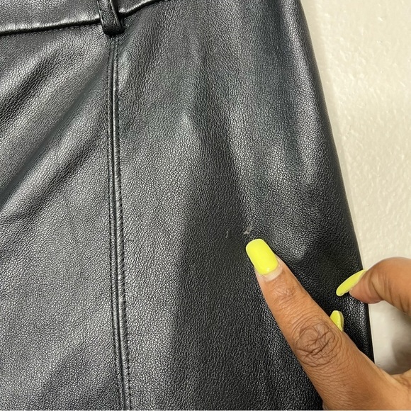 Avec Les Filles Women Pants Large Black Faux Leather Kick Flare Crop Date‎ Night - Picture 5 of 15